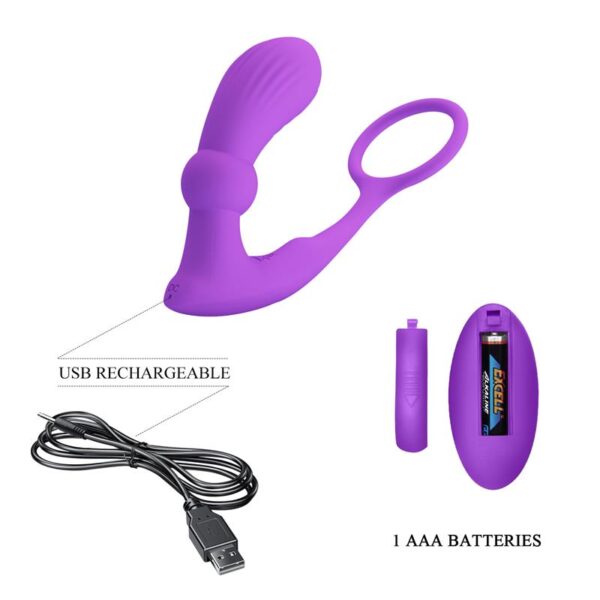 Warren Remote-Controlled Vibrating and Pulsating Anal Plug and Penis Ring - Image 8
