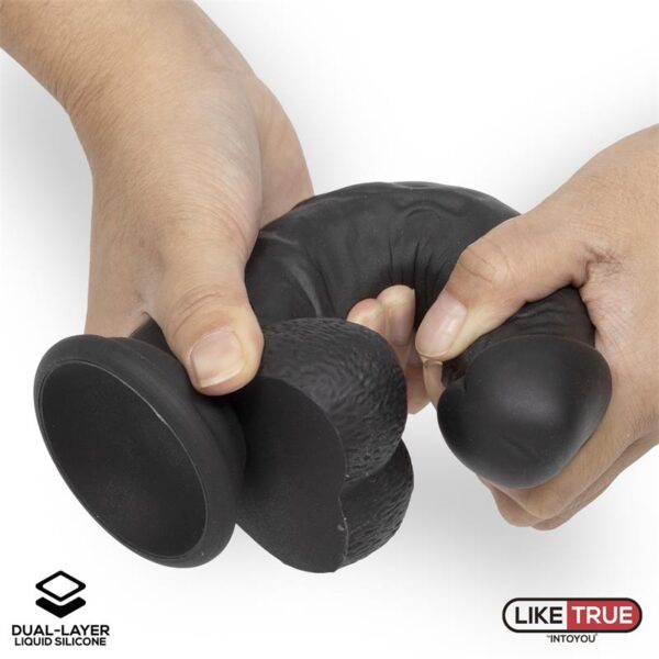 Realistic Dildo Liquid Silicone Dual Layer 8 Black - Image 6