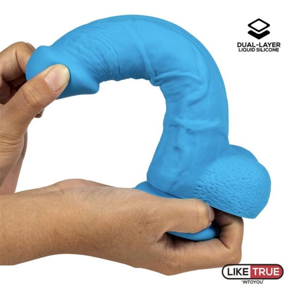 Realistic Dildo Liquid Silicone Dual Layer 8 Blue - Image 5