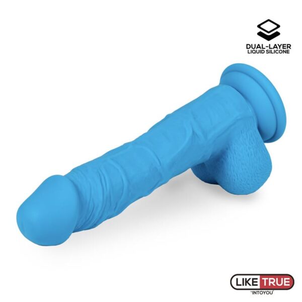 Realistic Dildo Liquid Silicone Dual Layer 8 Blue - Image 7