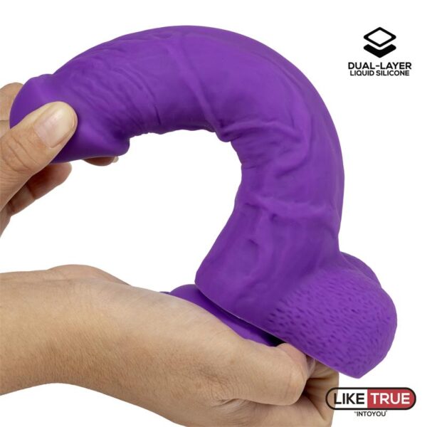 Realistic Dildo Liquid Silicone Dual Layer 8 Purple - Image 5