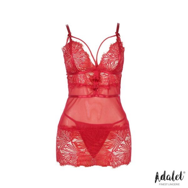 Zoe Open Back Babydoll and Thong Red - Image 3