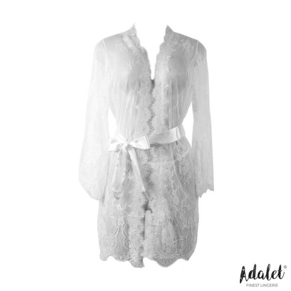 Lucy Semi Transparent Peignoir and Thong White - Image 3