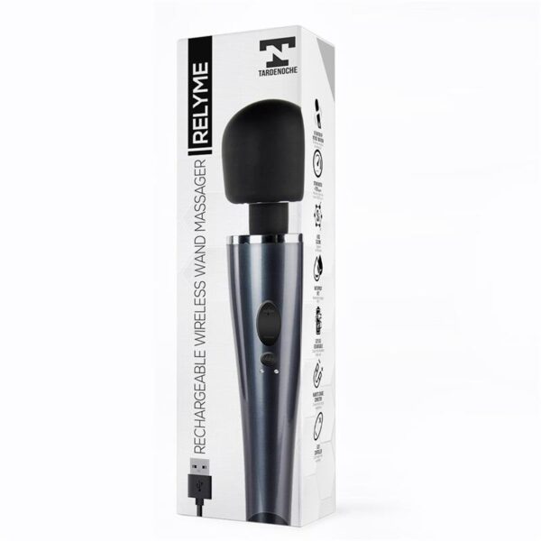 Wand Massager Relyme USB Silicone Black - Image 8