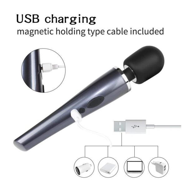 Wand Massager Relyme USB Silicone Black - Image 11