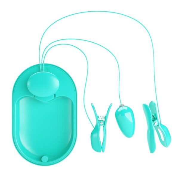 Surprise Box Vibrating Egg with Electric Shock Nipple Clamps Blue - Image 4