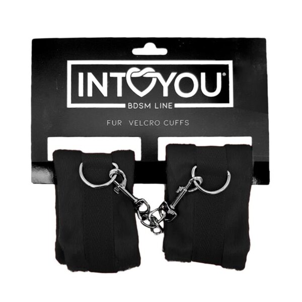 Handcuffs with Velcro with Long Fur Black - Image 7