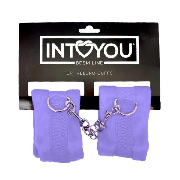Handcuffs with Velcro with Long Fur Purple - Image 4