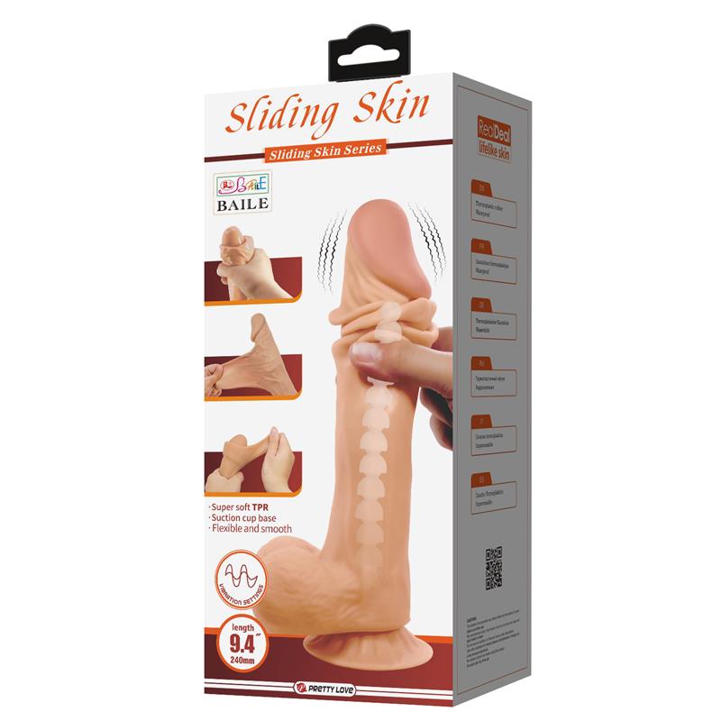 Sliding Skin Vibrating Dildo with Remote Control 24 cm - Image 10