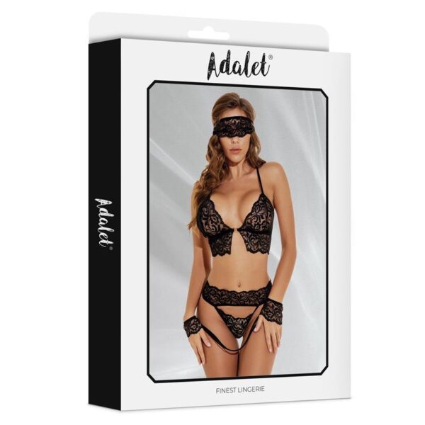 Ella Lace Bra, Thong, Mask, and Cuffs Set - Image 4