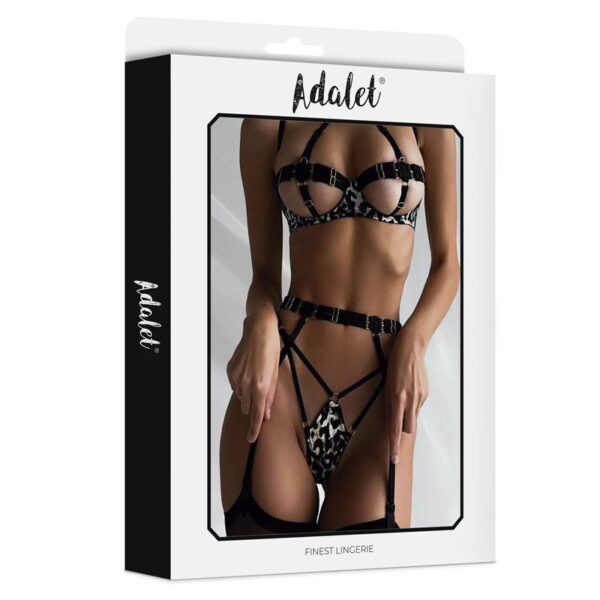 Lily Bra, Thong, Garter Belt, and Leopard Print Garters Set - Image 4