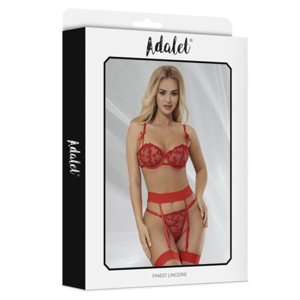 Yvonne bra, thong, and garter belt Set with Hearts Red - Image 4