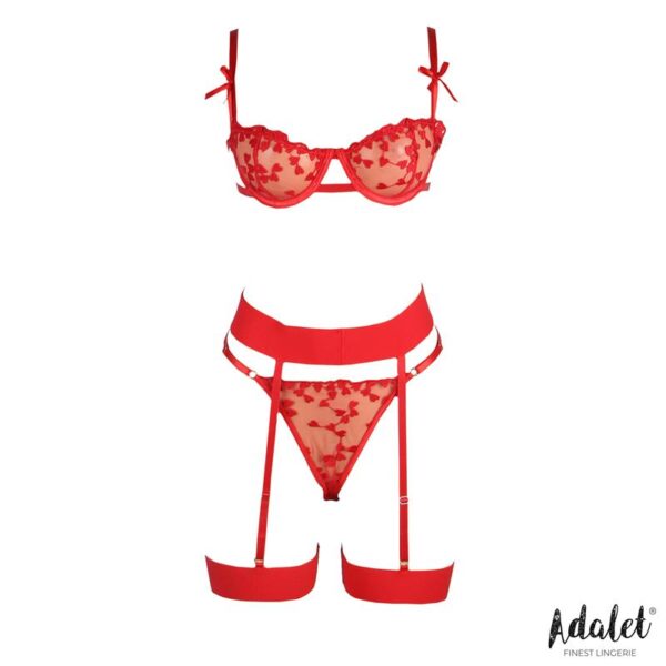 Yvonne bra, thong, and garter belt Set with Hearts Red - Image 3