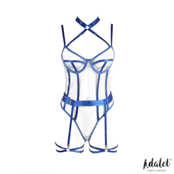 Killye Mesh Teddy with Strasps and Leg Rings Blue - Image 3