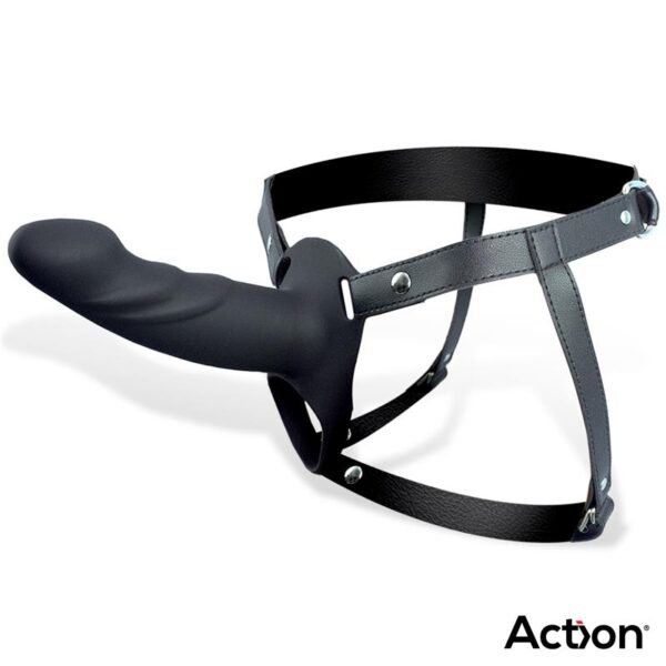 Strap-On with Hollow Dildo Premium Silicone Size L Black - Image 2
