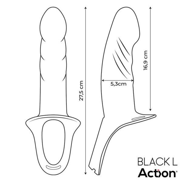 Strap-On with Hollow Dildo Premium Silicone Size L Black - Image 9