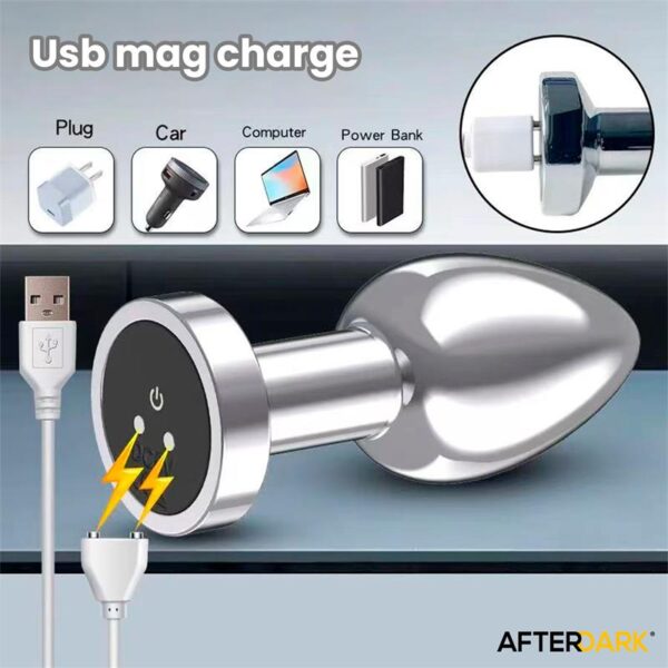 Dimpor Chrome Anal Plug with Vibration and Magnetic USB Size L - Image 8