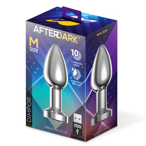 Dimpor Chrome Anal Plug with Vibration and Magnetic USB Size M - Image 12