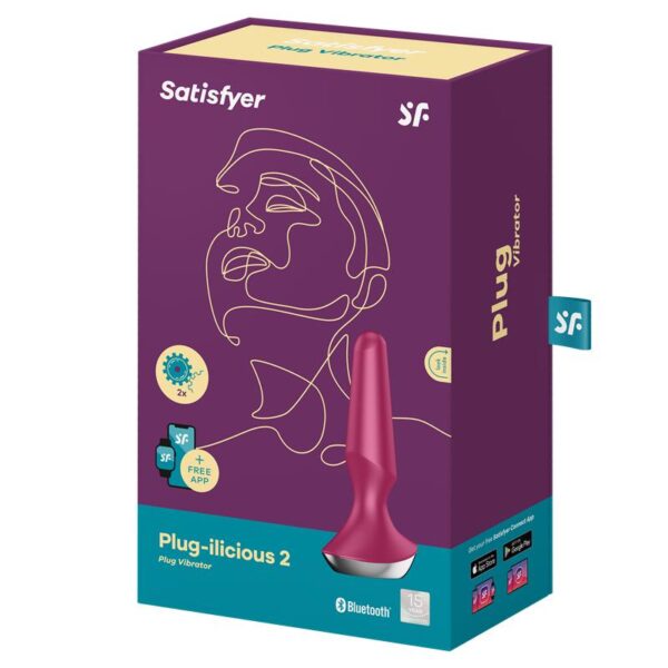 Plug-ilicious 2 Vibrating Butt Plug with Satisfyer Connect App Berry - Image 5