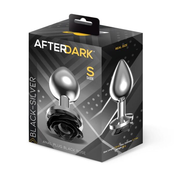 Metal Anal Plug with Black Rose Base Size S - Image 4