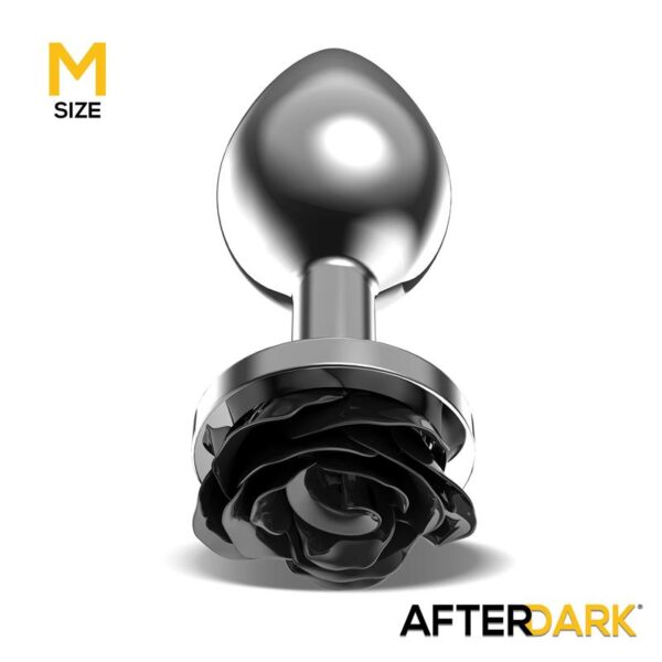 Metal Anal Plug with Black Rose Base Size M - Image 2