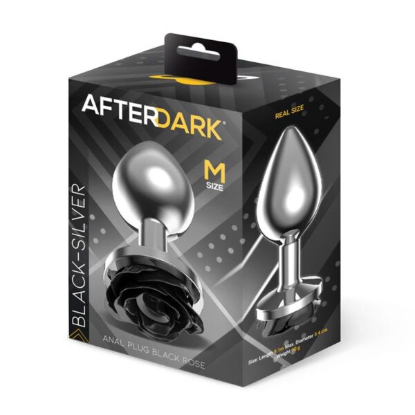 Metal Anal Plug with Black Rose Base Size M - Image 4