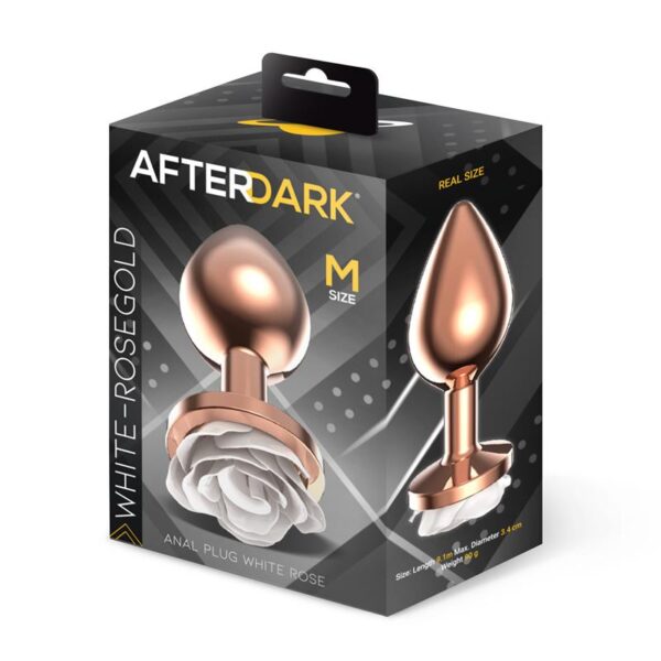 Rosegold Metal Anal Plug with White Rose Base - Size M - Image 4