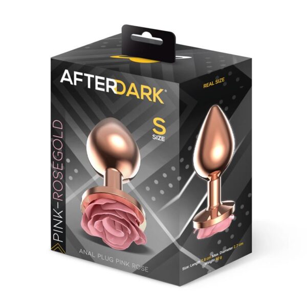 Rosegold Metal Anal Plug with Pink Rose Base - Size S - Image 4