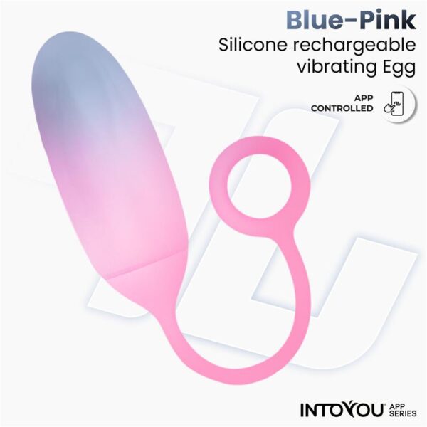Vibrating Egg with APP Double Layer Silicone Blue/Pink - Image 3