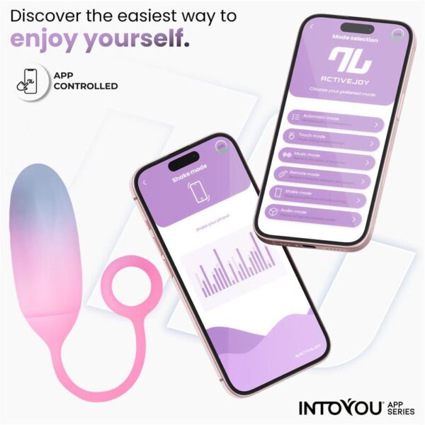 Vibrating Egg with APP Double Layer Silicone Blue/Pink - Image 5