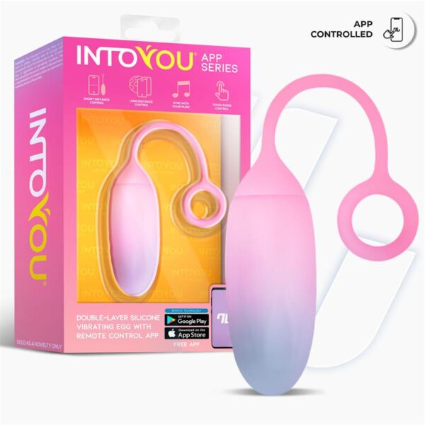 Vibrating Egg with APP Double Layer Silicone Blue/Pink - Image 2