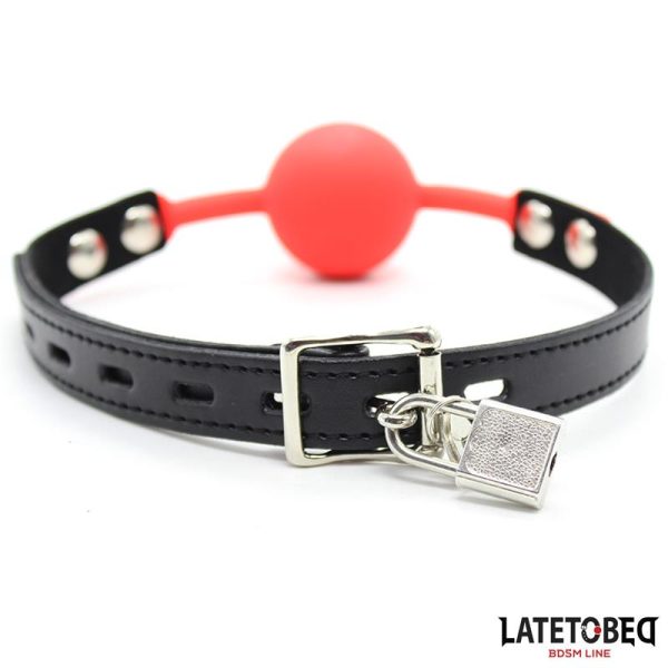 Silicone Ball Gag with Padlock Red - Image 3