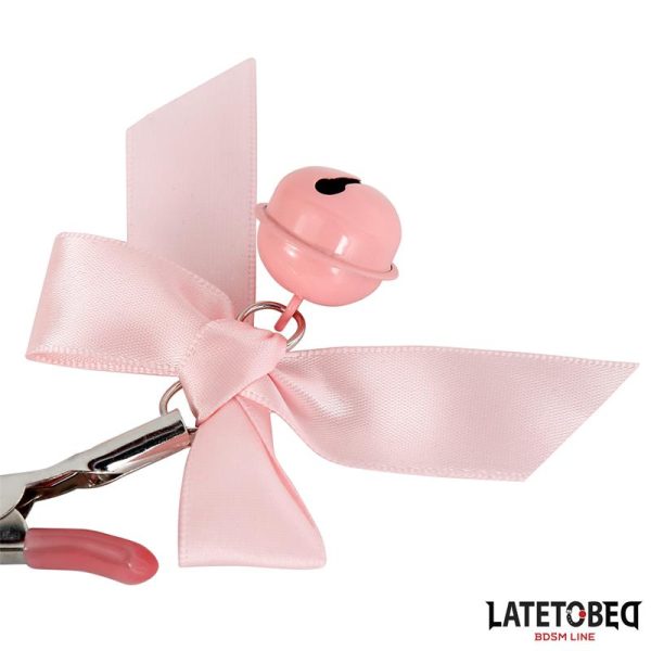 Pink Bow Nipple Clamps with Bell - Image 2
