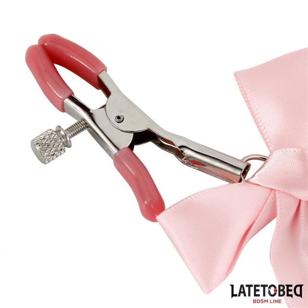 Pink Bow Nipple Clamps with Bell - Image 3