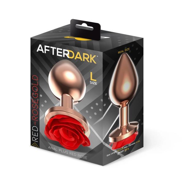 Rose Gold Anal Plugh with Red Rose Base size L - Image 3