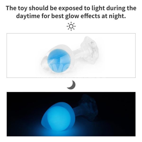 Gemoria Silicone Butt Plug Internal Steel Ball Glow in the Dark - Image 3