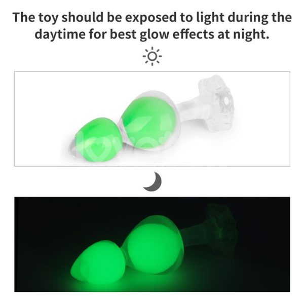 Gemoria Silicone Butt Plug Internal steel ball Glow in Dark - Image 3