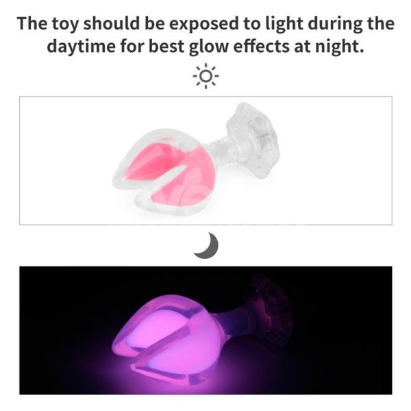 Gemoria Silicone Butt Plug dual crescent-shaped tip Glow Dark - Image 3