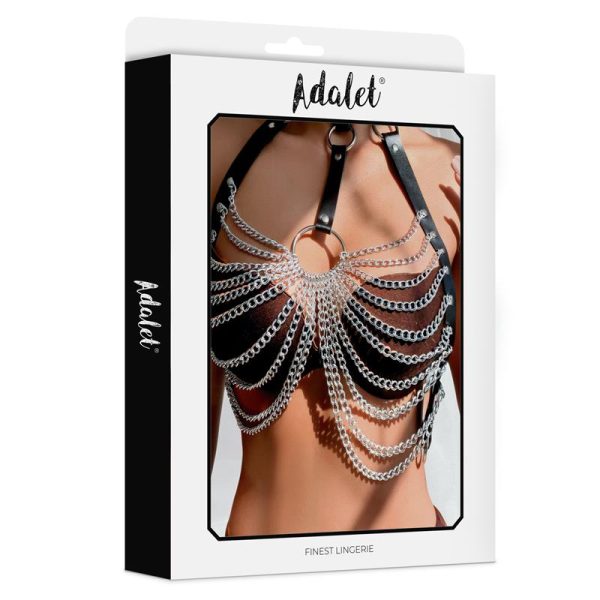 Samara Vegan Leather Chest Harness with Chain One size - Image 3