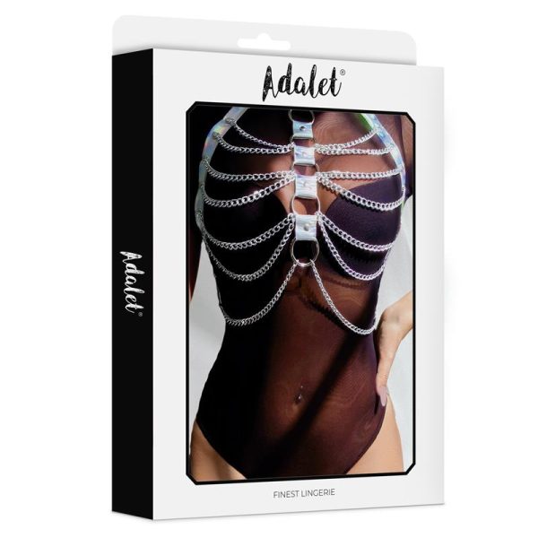 Bianca Vegan Leather Chest Harness with Chain One size - Image 3