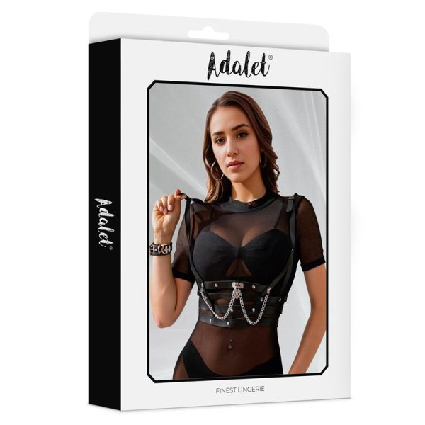 Thalia Vegan Leather Chest Harness with Chain One size - Image 3