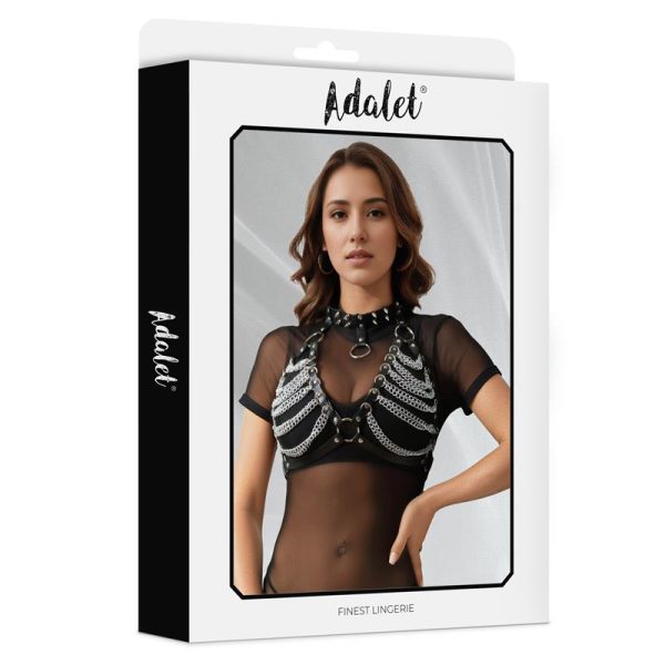 Zaira Vegan Leather Bra with Chain One size - Image 3