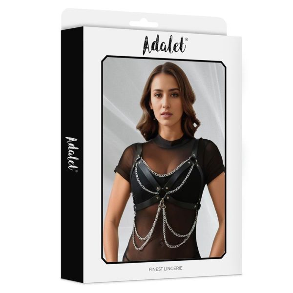 Noelle Vegan Leather Chest Harness with Chain One size - Image 3