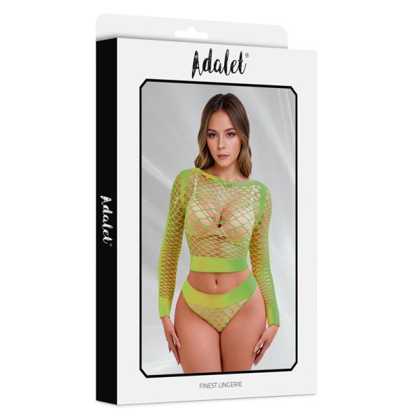 Yara Long Sleeve Fishnet Set Yellow Fluor One Size - Image 3