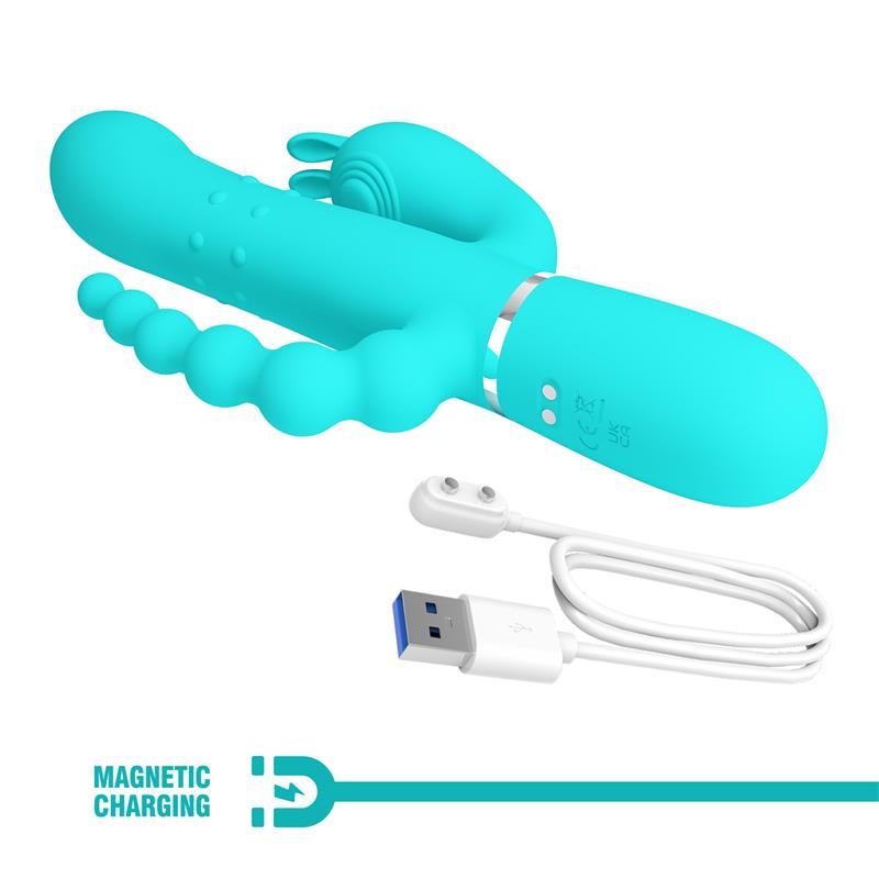 Cammy Tripple Rabbit Vibrator with Beads Turquoise - Image 9