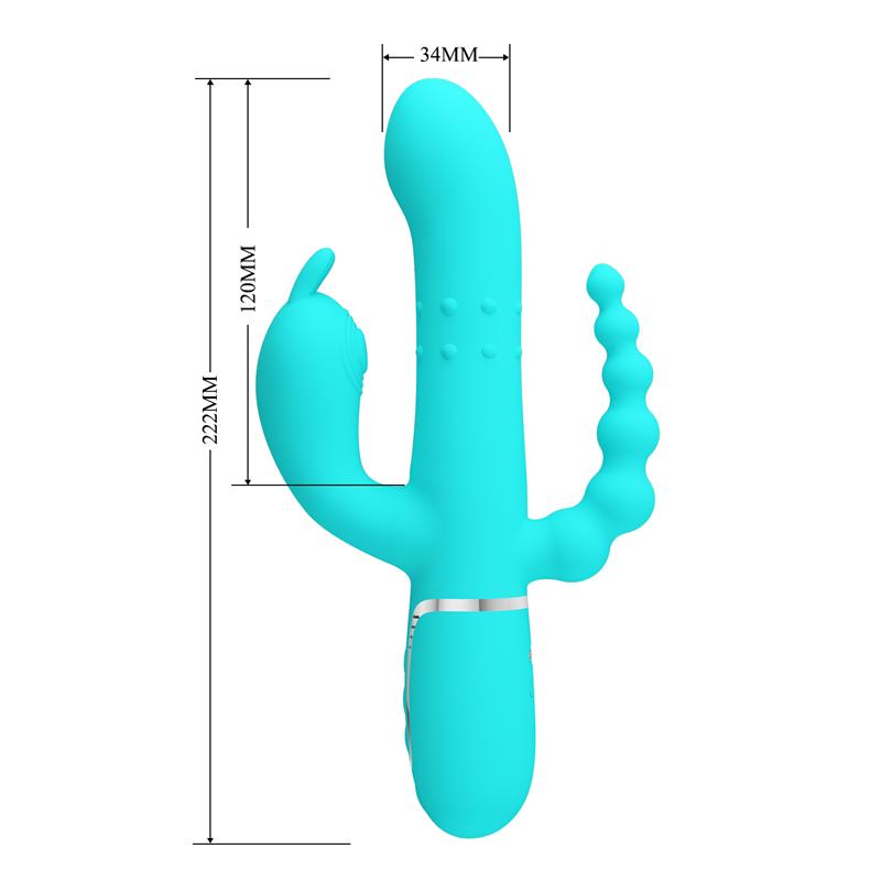 Cammy Tripple Rabbit Vibrator with Beads Turquoise - Image 10