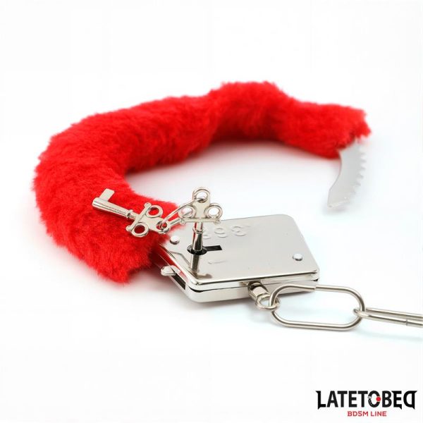 Furry Locking Cuff Red - Image 3