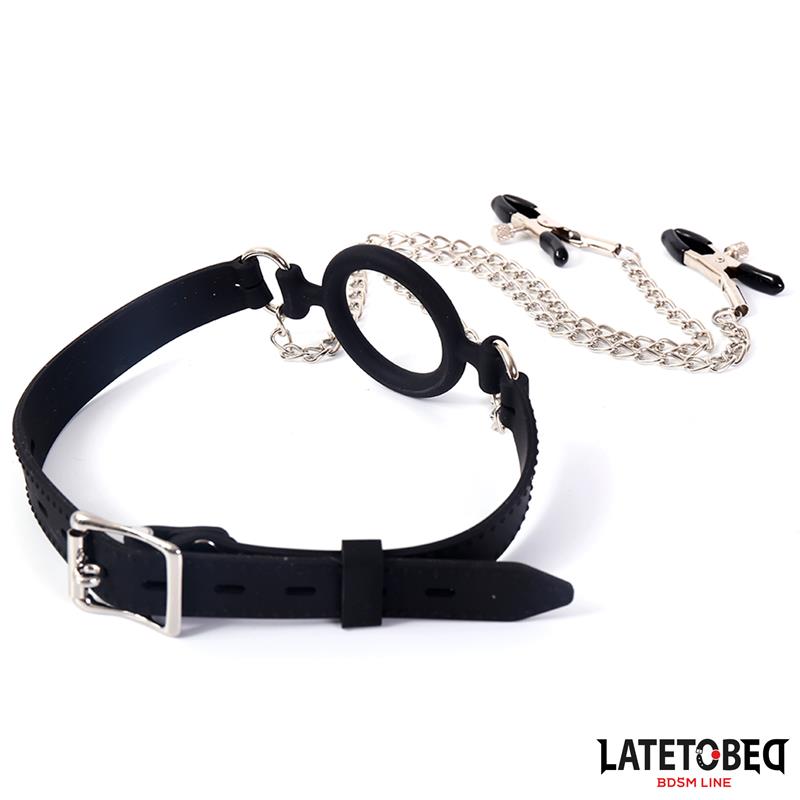 Open Mouth Gag with Nipple Clamps - Image 5