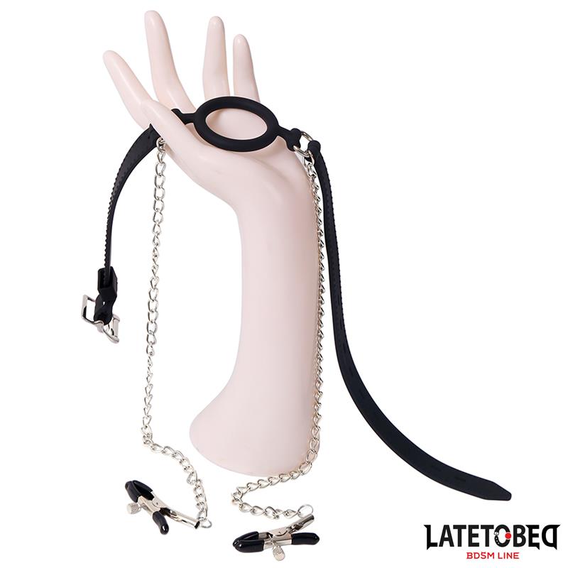 Open Mouth Gag with Nipple Clamps - Image 8