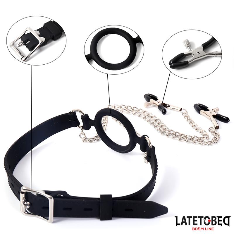 Open Mouth Gag with Nipple Clamps - Image 9